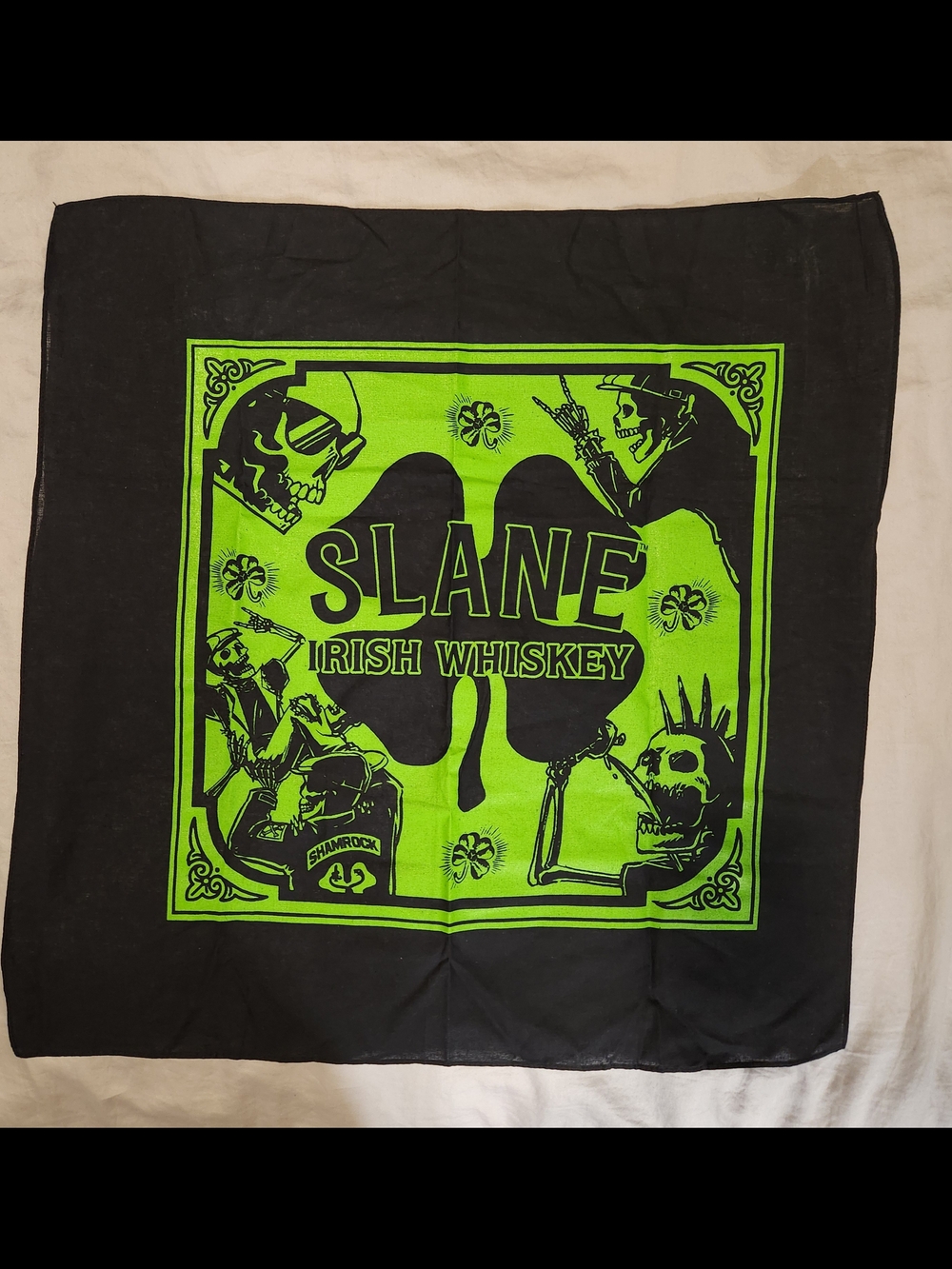 SLANE Black Bandana/Neon Green Irish Whiskey Graphic From Shamrock Rebellion